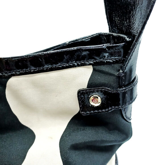 KATE SPADE Zebra Hobo Bag | Iconic | Y2K Canvas & Patent Leather | Green Lining - Picture 12 of 16